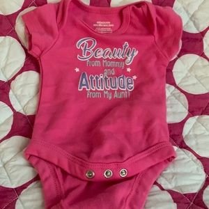 Beauty from mommy and attitude from my aunt newborn onesie NWOT